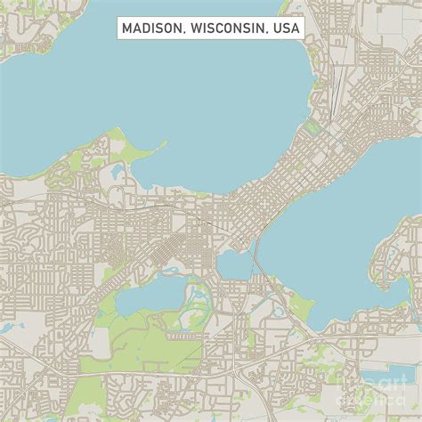 Madison Wisconsin Us City Street Map Digital Art By Frank Ramspott Pixels