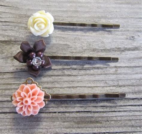 Decorative Hairpins Flower Bobby Pins Ivory Rose Silk Etsy Flower