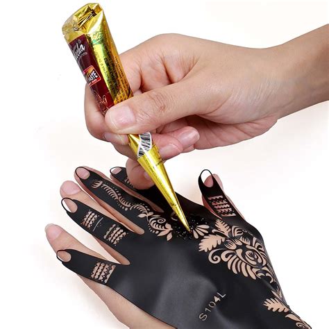 Now you know how to apply henna designs using special temporary tattoo stencils. BMC 14pc Mehndi Henna Tattoo Starter Kit - 2 Color Cones w ...