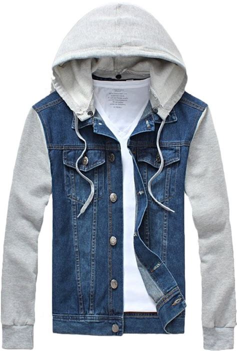 A guy's closet will simply be incomplete if he does not have a denim jacket! Jean Jacket Hoodie - Mens Urban clothing