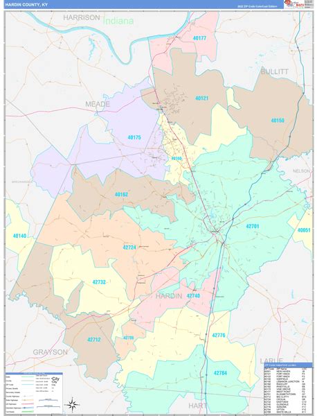 Hardin County Ky Zip Code Maps Color Cast