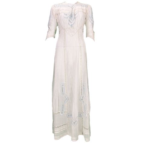 Edwardian Embroidered Tea Or Wedding Dress At 1stdibs