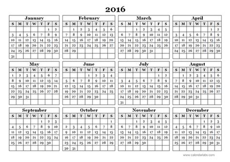 2016 Yearly Calendar Template 09 Free Printable Templates Gambaran