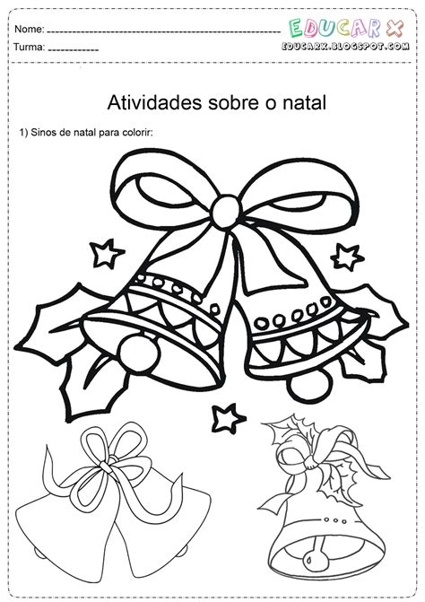 Educar X Sinos De Natal Para Colorir E Imprimir