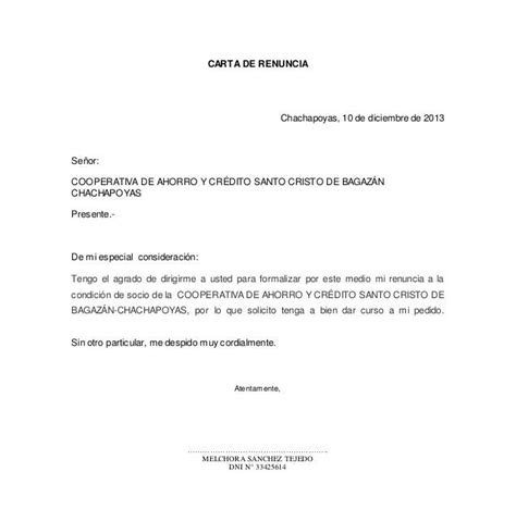 Ejemplo Carta De Renuncia Laboral Costa Rica Modelo De Informe