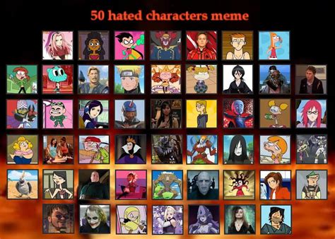 50 Hated Characters Meme By Araceli193 On Deviantart