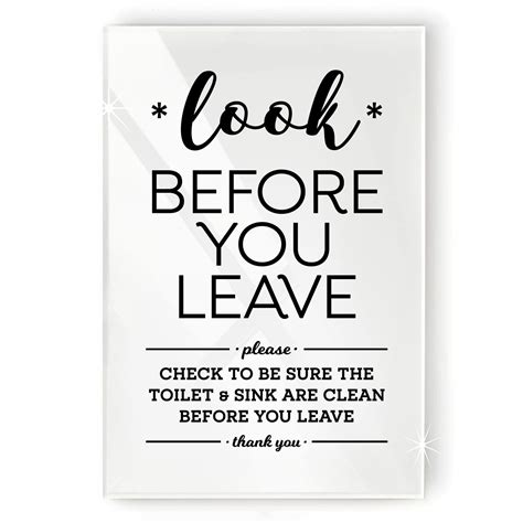 Buy 4x6 Inch Help Keep Toilet Sink Clean Look Before You Leave