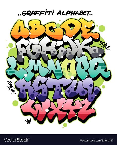 Multicolored Comic Style Graffiti Alphabet Editable Vector Font