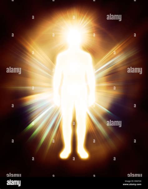 Glowing Human Energy Body Qi Energy Emanations Man As Luminous Stock