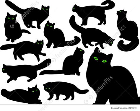 Cats Silhouettes With Eyes Illustration
