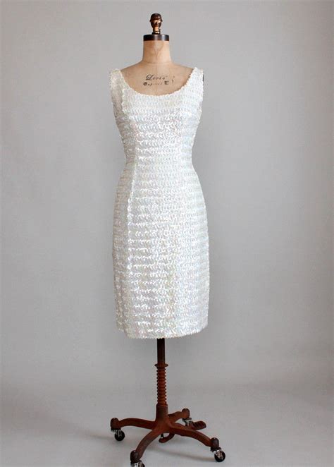 Vintage 1960s White Sequined Bombshell Party Dress Raleigh Vintage