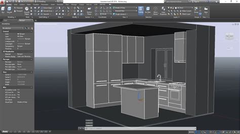 3d Basic Kitchen In Autocad Cabinets Modeling Youtube