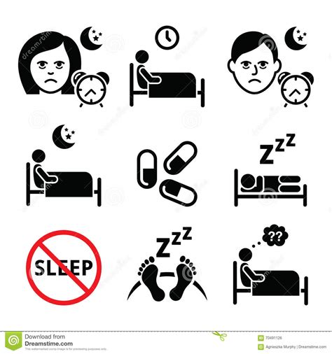 Insomnia People Having Trouble With Sleeping Icons Set Stock