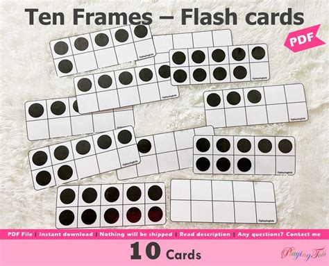 Ten Frames Flash Cards With Black And White Polka Dots On The Front