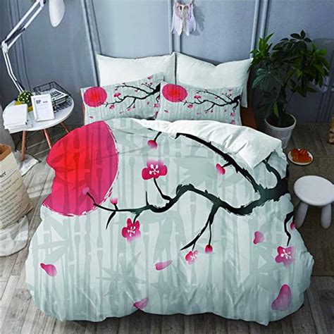 Suhom Bettwäsche Setjapan Kirschblütenhintergrund Mit Bambusmikrofaser Bettbezüge Set Mit