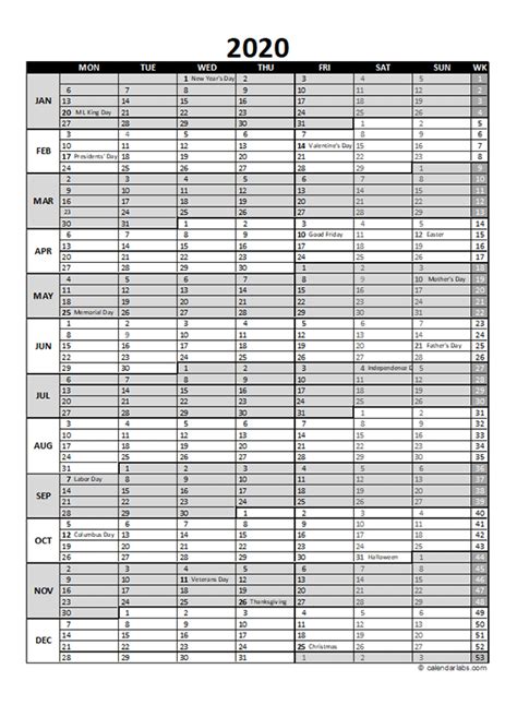 Free 2020 Excel Calendar For Project Planning Free Printable Templates