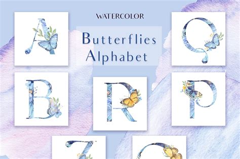 Butterflies Alphabet Butterfly Watercolor Alphabet Alphabet Design
