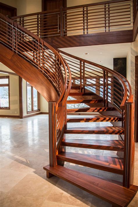Modern Design Double Steel Plates Stairs Curved Wooden Stringer Treads