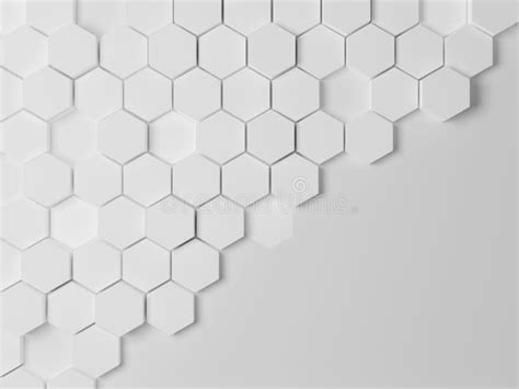 White Abstract Background Hexagon Shape Stock Illustration