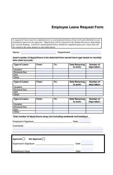 Free 23 Employee Leave Request Forms In Pdf Ms Word Xls