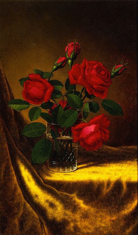 Still Life With Flowers Red Roses Painting Martin Johnson Heade Oil