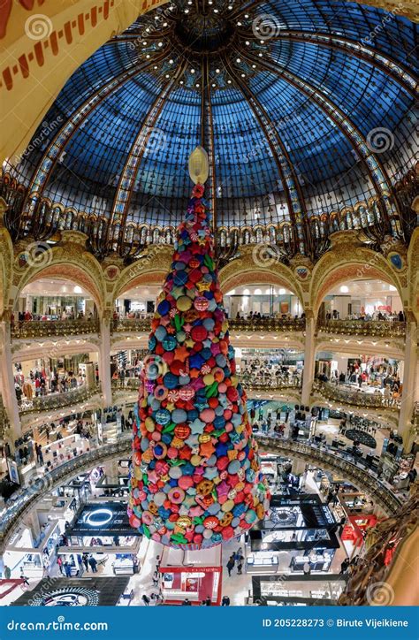 Christmas Tree In Galeries Lafayette Paris Haussmann Shopping Mall In