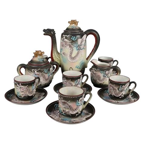 Japanese Nippon Hand Painted Moriage Dragonware Porcelain Tea Set