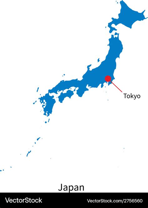 Detailed Map Of Japan And Capital City Tokyo Vector Image