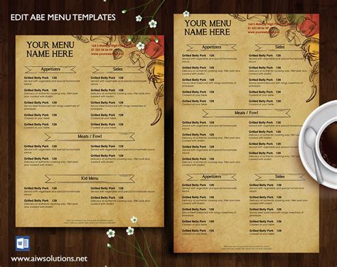 These 111 french words are the most commonly used words in the french language. Menu - id27 | Restaurant menu template, Food menu template ...