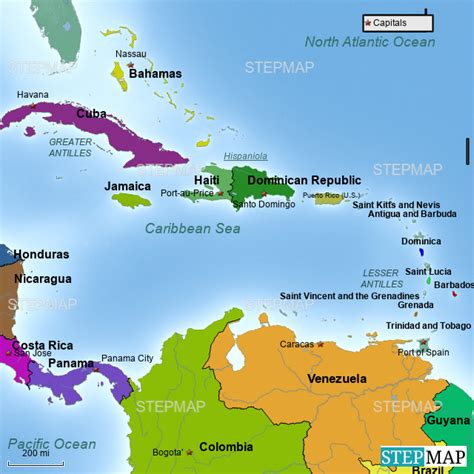 Stepmap Caribbean Islands Latin America Map Dropbox Landkarte Für