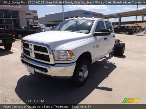 Bright White 2012 Dodge Ram 3500 Hd St Crew Cab 4x4 Dually Chassis
