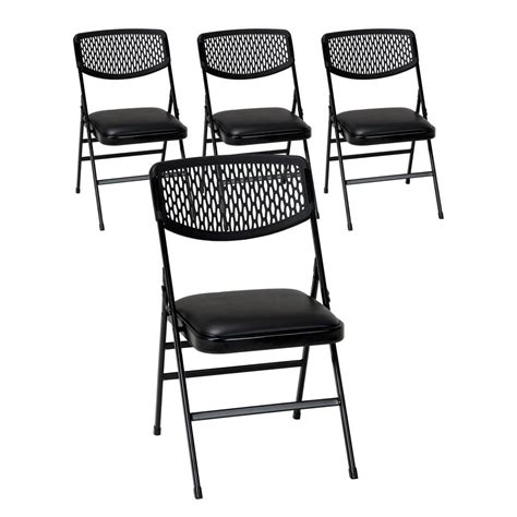 Cosco Commercial Vinyl Padded Seat Folding Chair With Resin Mesh Back