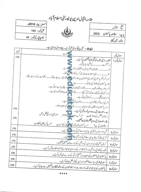 Aiou Past Paper 201 Spring 2015