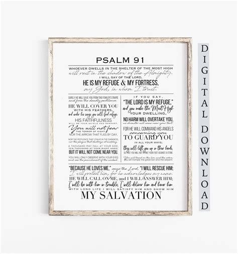 Psalm 91 Printable Bible Verse Wall Art Bible Psalm Etsy