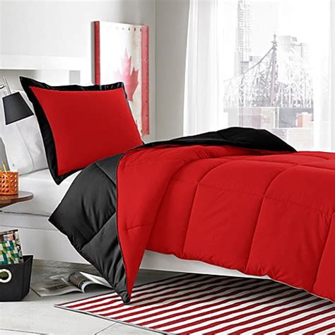 Madison park donovan 7 pieces king comforter set is available in the color navy, green, and red. Micro Splendor Red/Black Reversible Comforter Set - Bed ...