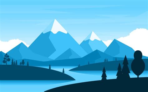 Simple Mountain Forest Illustration Templatemonster