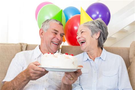 Senior Couple Celebrating Birthday Stock Image Image Of Birthday Pensioner 88474259