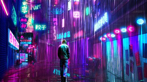 2560x1440 Neon Rainy Lights Cyberpunk 5k 1440p Resolution