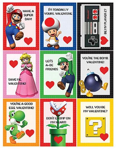 Free Printable Super Mario Valentine Cards Printable Templates