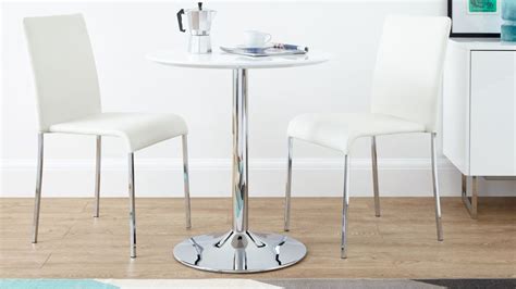 Two Seater White Gloss Pedestal Table Small Kitchen Table Sets