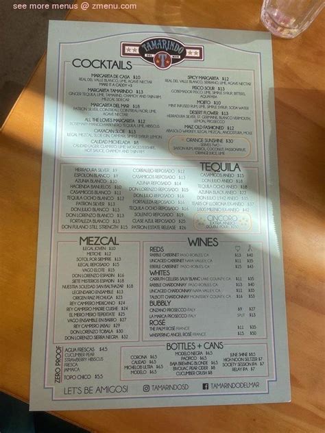 Online Menu of Tamarindo Latin Kitchen Restaurant, Del Mar, California