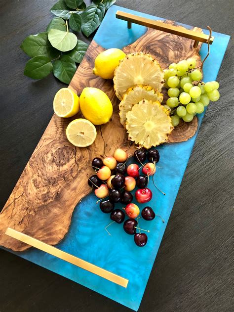 Charcuterie Board Serving Tray Resin Cheese Boardepoxy Etsy