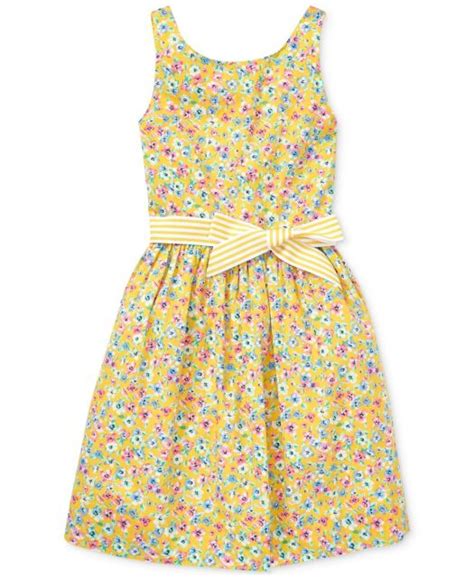 Nwt Ralph Lauren Polo Big Girls Floral Print Fit And Flare Spring Dress
