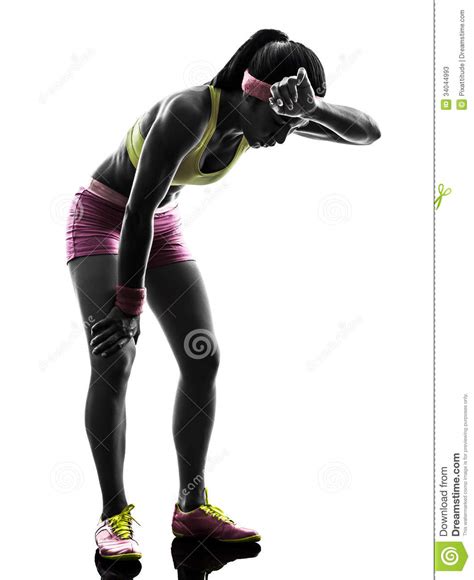 Woman Runner Running Tired Breathless Silhouette Stock Image Image Of