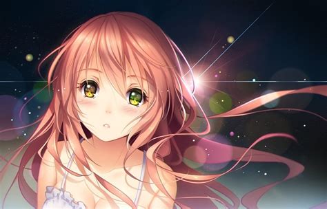 Wallpaper Heterochromia Light Anime Girl Bicolored Eyes Pink Hair