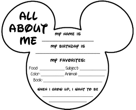 Disney Themed All About Me Page Shenanigans In Second Grade Disney