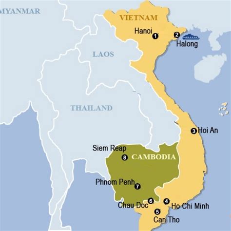 Vietnam Cambodia Tourist Map Best Tourist Places In T