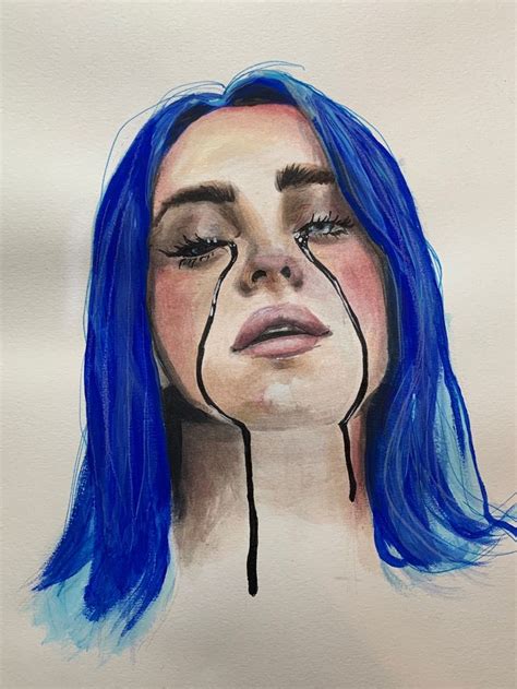 When The Partys Over Watercolor Art Billie Eilish Watercolor Drawing