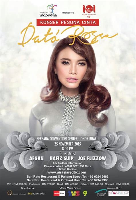 Rossa group, 1987′ den beri yapı sektöründe değerler katan, gücünü artırarak sektörde marka oluşumunu güçlendiriyor. Rossa returns to Malaysia for "Pesona Cinta" concert - TheHive.Asia