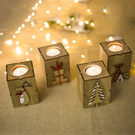 Wooden Tealight Candle Holder Christmas Candle Holder Tealight Candle